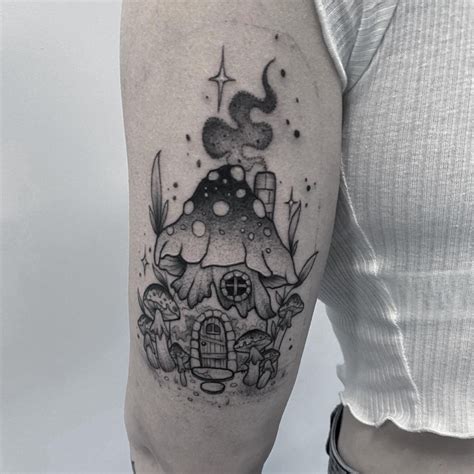 mushroom house tattoo